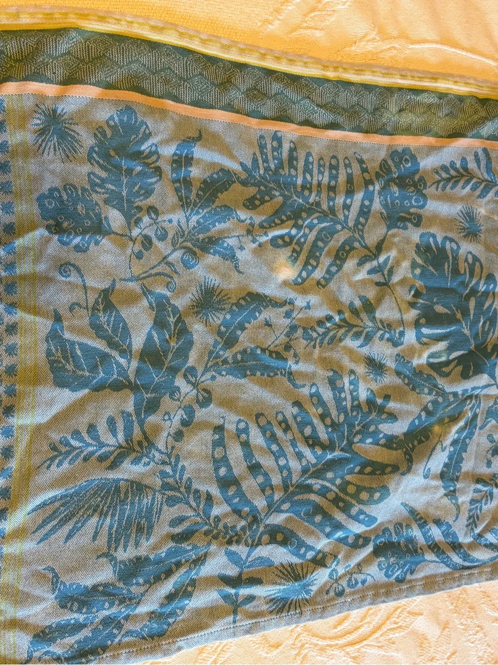 Pair of Anthropologie kitchen towels - purple good condition- blue has bleaching